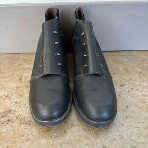 Naot Black Leather Booties With Brass Detail Size 38/7.5
